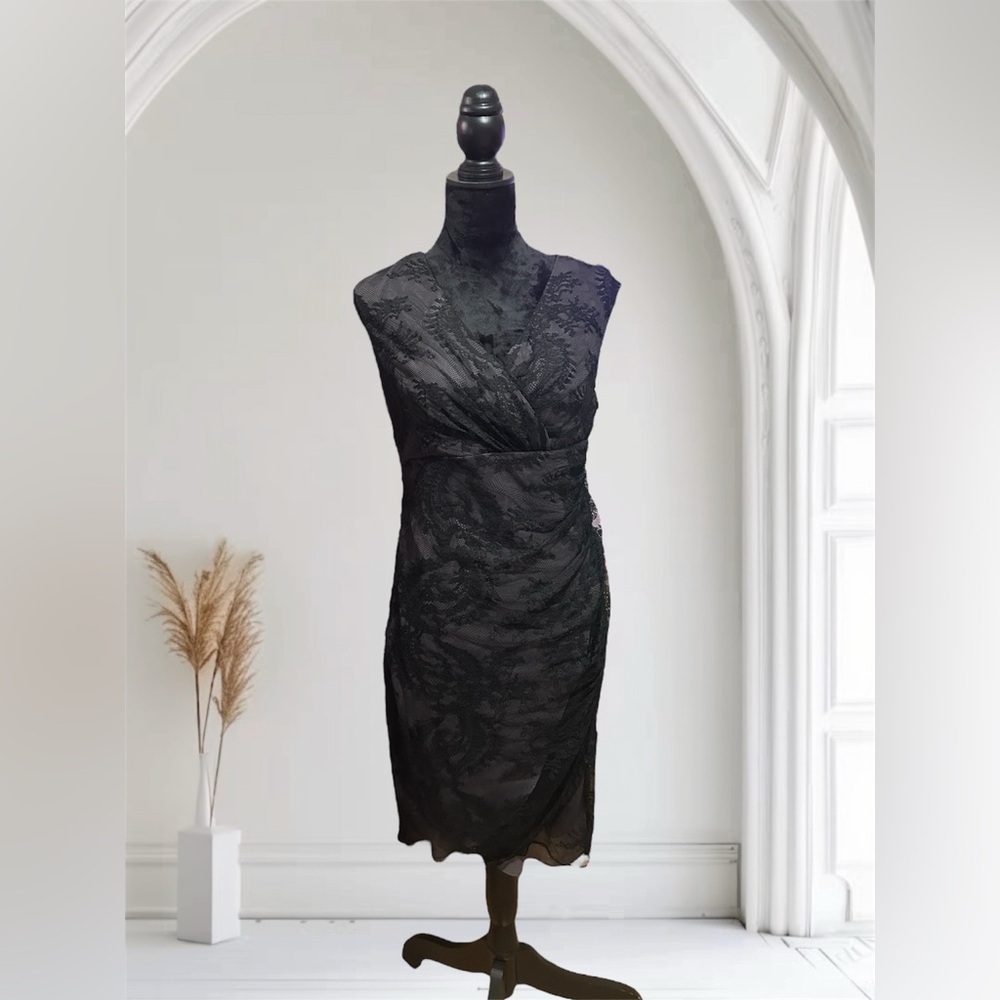 CHEQUER Elegant Black Lace Dress